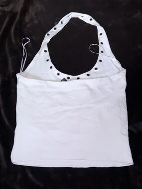 Forever 21 White Halter Camisole with Grommet Trim